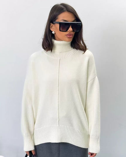 Elegant Warmth Oversized Turtleneck Sweater For Modern Women