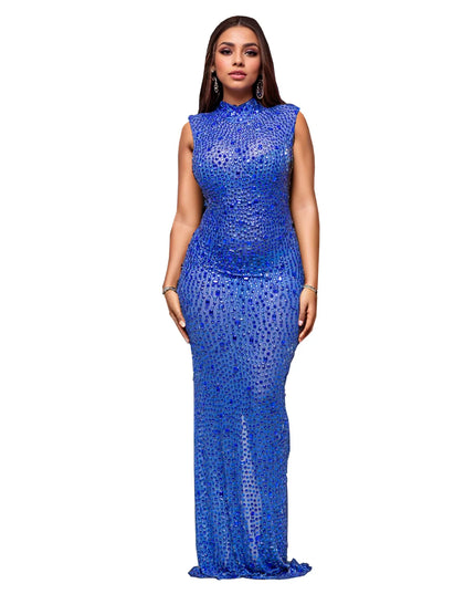 CM.YAYA 2024 Fall Diamonds Hot Rhinestones O-neck Women Sleeveless