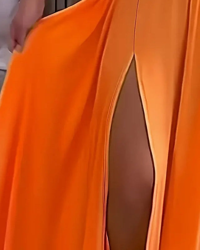 Close-up of an orange fabric with a blurred background