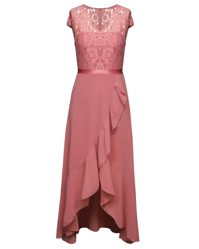 New Elegant Lace Party Dress, Ladies' Long Formal Evening Dress, Floral Embroidery Bridesmaid Dress