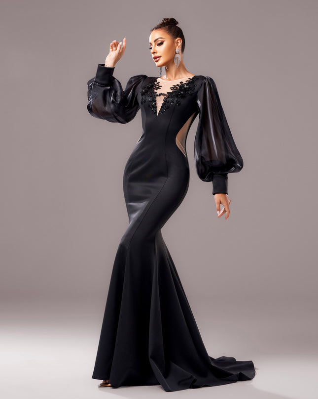 Long Sleeve Round Neck Banquet Applique Sheath Fishtail Dress