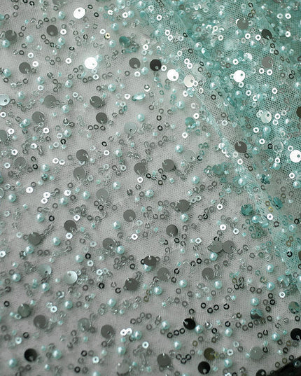 Sequined Pearl Embroidery Lace Asymmetric Single Sleeve Dress