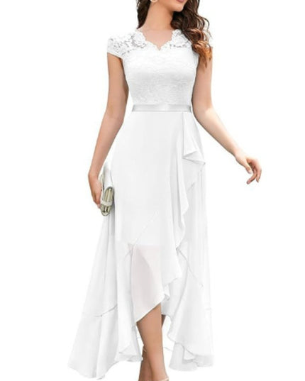New Elegant Lace Party Dress, Ladies' Long Formal Evening Dress, Floral Embroidery Bridesmaid Dress