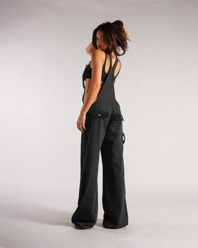 Y2K Zipper Denim Overalls With Pockets Fashion Loose Suspender Jumpsuit Streetwear Jeans Pants Womens Clothing