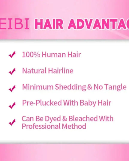 FEIBI HAIR ADVANTAGE text on a pink background with white text box.