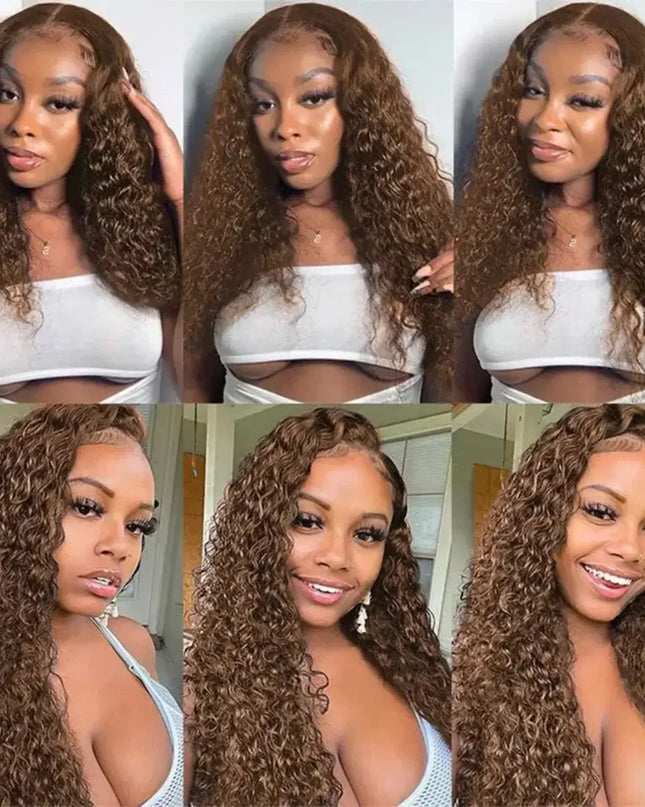 13x4 Brown Curly Wig – Pre-Plucked & Glueless