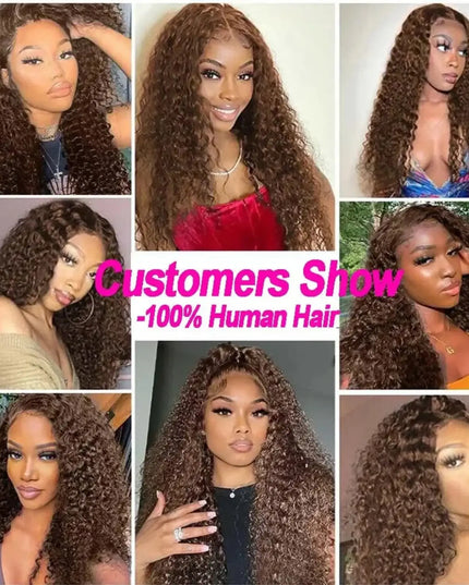 13x4 Brown Curly Wig – Pre-Plucked & Glueless