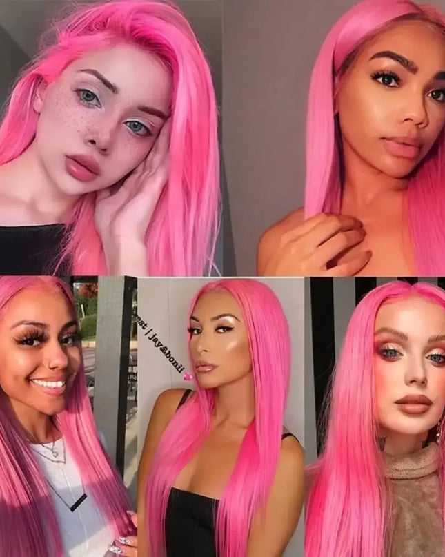 13x6 HD Light Pink Bone Straight Lace Front Wig – 36 Inch 100% Brazilian Human Hair, Glueless Natural Look for Women