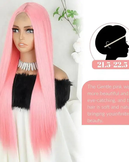 13x6 HD Light Pink Bone Straight Lace Front Wig – 36 Inch 100% Brazilian Human Hair, Glueless Natural Look for Women