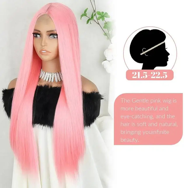 13x6 HD Light Pink Bone Straight Lace Front Wig – 36 Inch 100% Brazilian Human Hair, Glueless Natural Look for Women