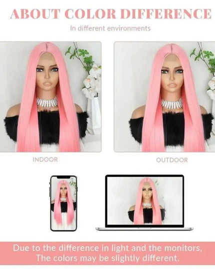 13x6 HD Light Pink Bone Straight Lace Front Wig – 36 Inch 100% Brazilian Human Hair, Glueless Natural Look for Women