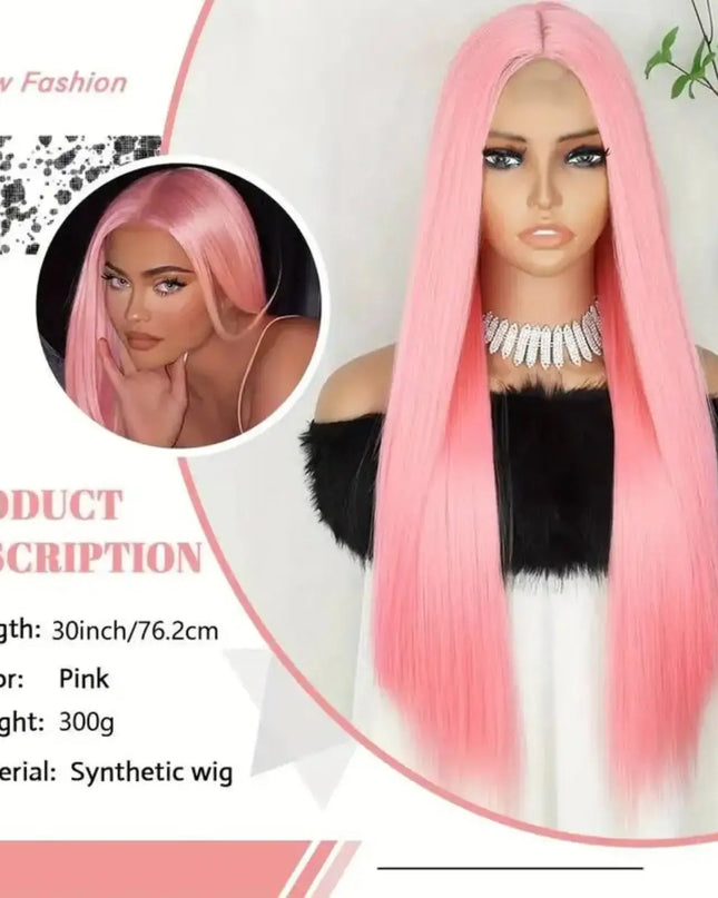 13x6 HD Light Pink Bone Straight Lace Front Wig – 36 Inch 100% Brazilian Human Hair, Glueless Natural Look for Women