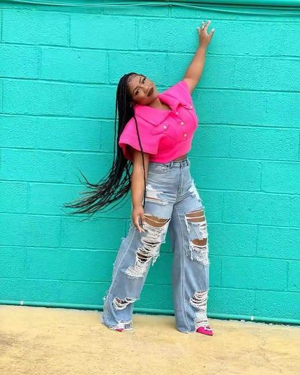 Burnt Ripped Jeans for Women - Urban Style Denim