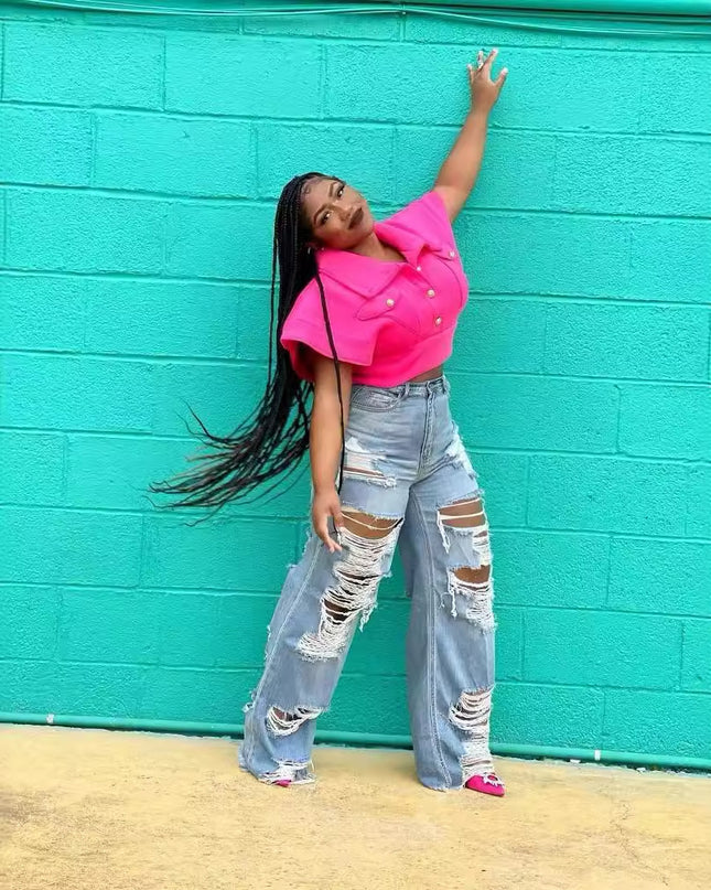 Burnt Ripped Jeans for Women - Urban Style Denim