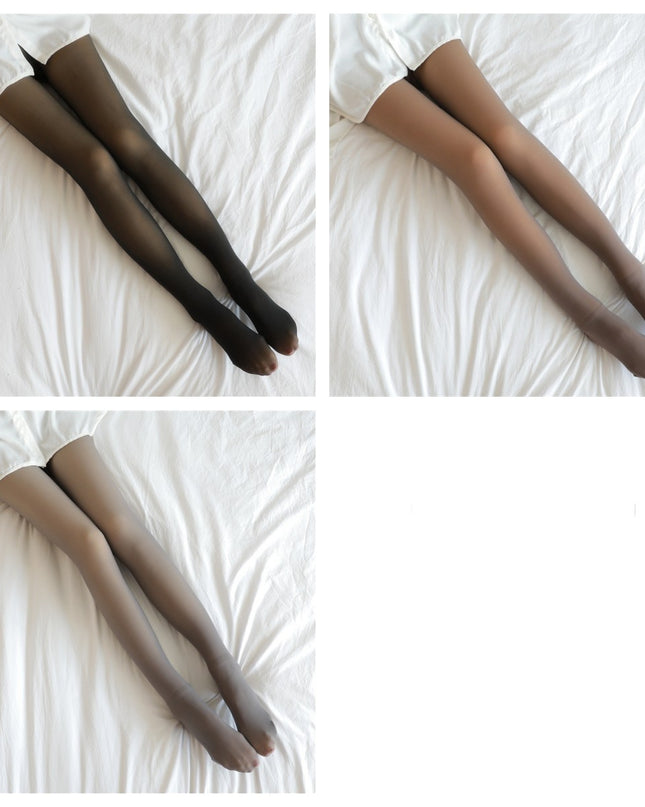 Fake Translucent Plus Size Leggings Fleece Lined Tights Fall And Winter Warm Fleece Pantyhose Women Fleece Lined Pantyhose Thermal Winter Tights