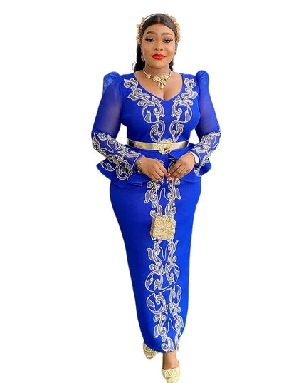 Women's Luxury Rhinestone Beaded V-neck Formal Dress