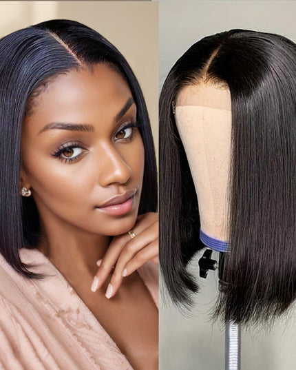 4x4 Lace Closed Non-toxic Wig, Synthetic Wig, Straight Wave Head, 10-inch Non-adhesive Lace Front Piece, Suitable For The Whole Scene.