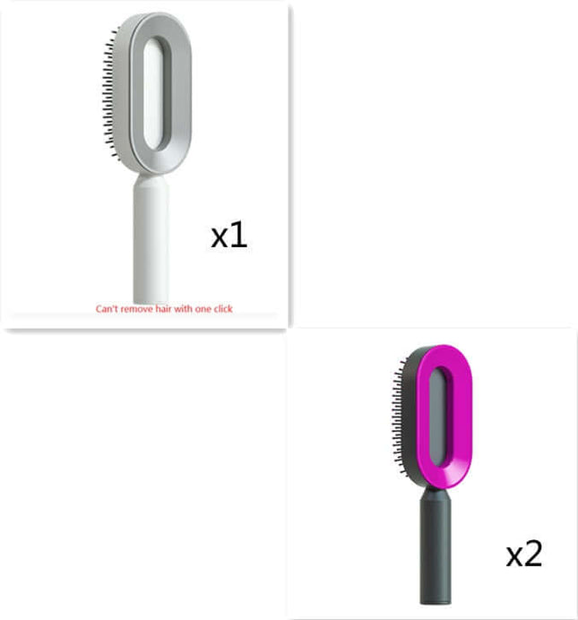 Two hairbrushes with different designs on a white background