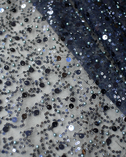 Sequined Pearl Embroidery Lace Asymmetric Single Sleeve Dress