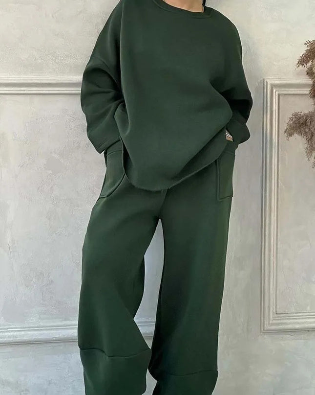 Women's Autumn Winter Sweater Trousers Set - Casual Style