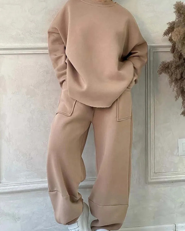 Women's Autumn Winter Sweater Trousers Set - Casual Style