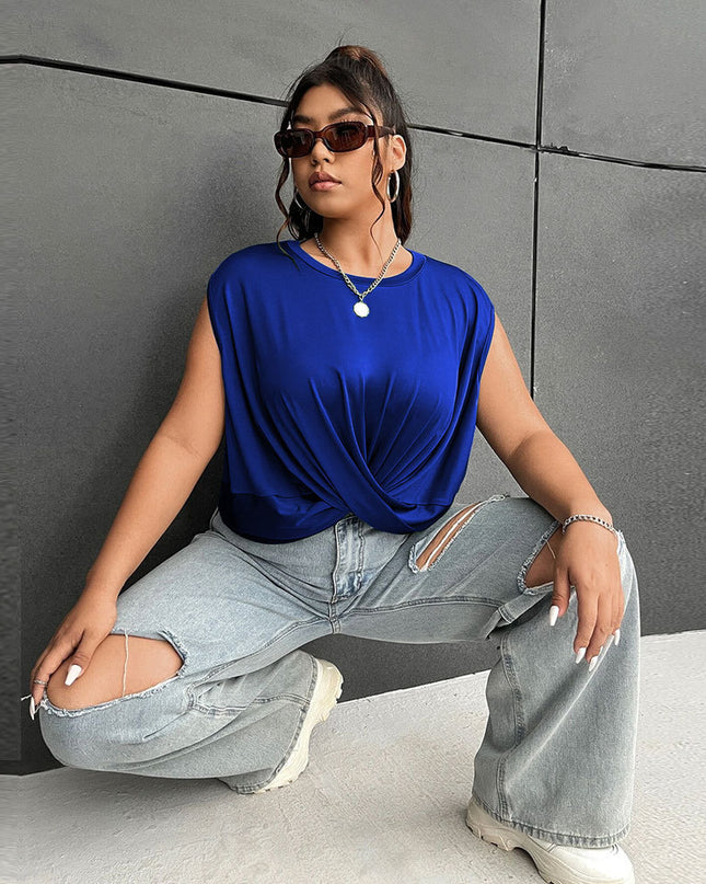 Women's Fashion Casual Style Round Neck Sleeveless Vest Top