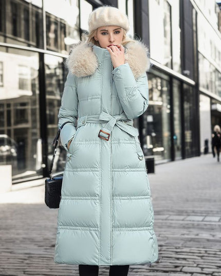 Women's Winter Long Jacket with Fur Hood - Stylish & Warm