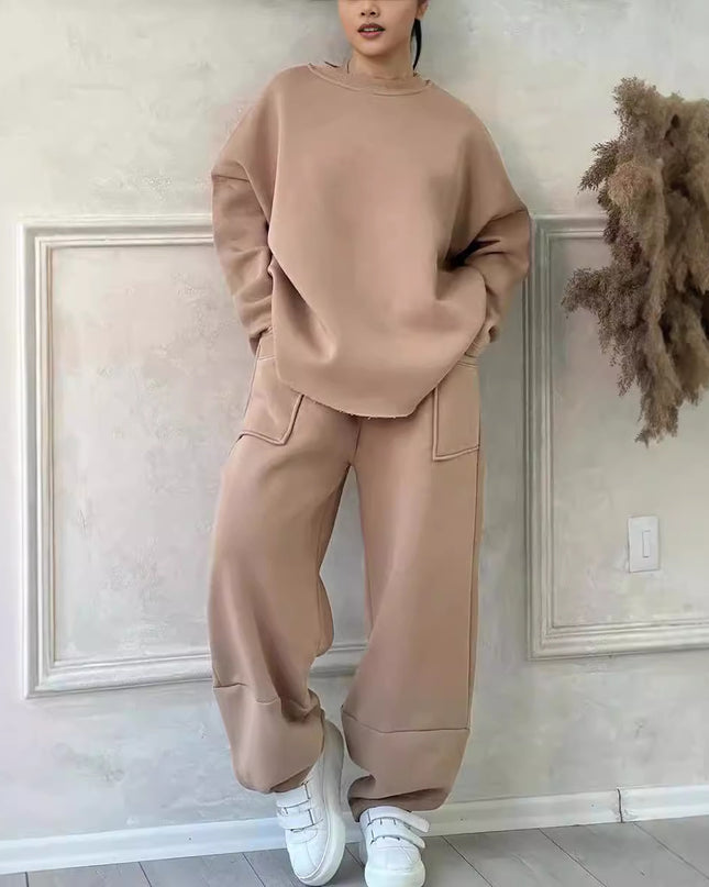 Women's Autumn Winter Sweater Trousers Set - Casual Style