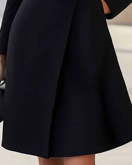 Elegant midi dress with belt showcasing a stylish black skirt and a sophisticated look for modern women.