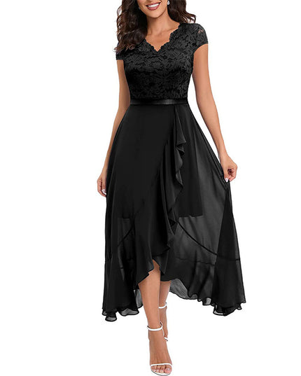 New Elegant Lace Party Dress, Ladies' Long Formal Evening Dress, Floral Embroidery Bridesmaid Dress