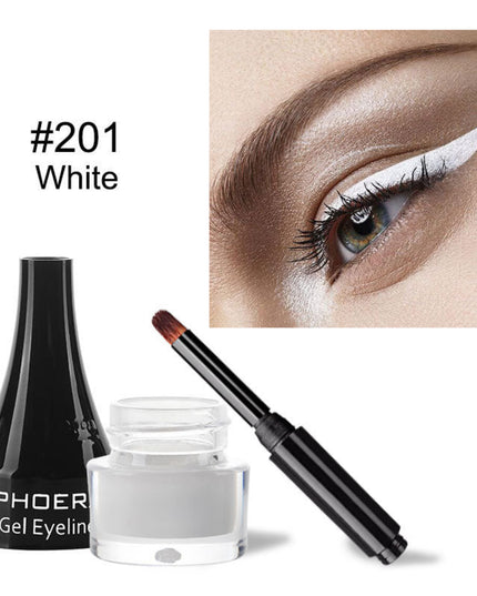 PHOER Gel Eyelining product with a close-up of an eye wearing white eyeliner.
