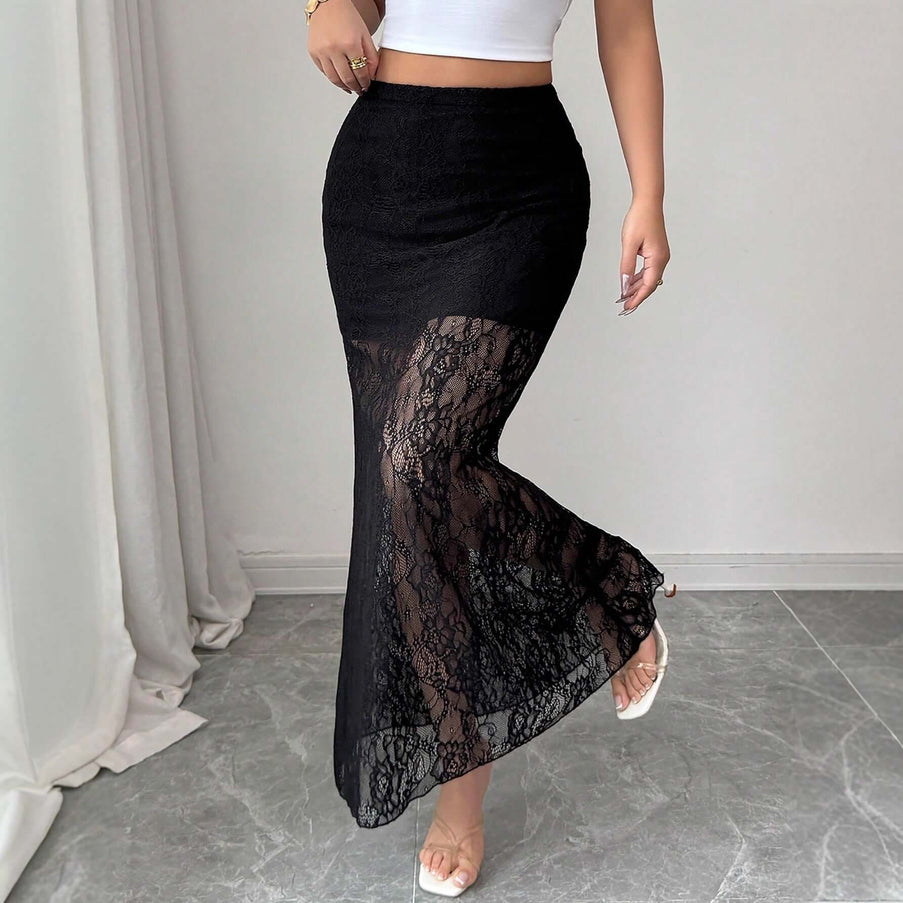 New Lace High Waist Flattering Sheath Slimming Dress Fall Winter Skirt
