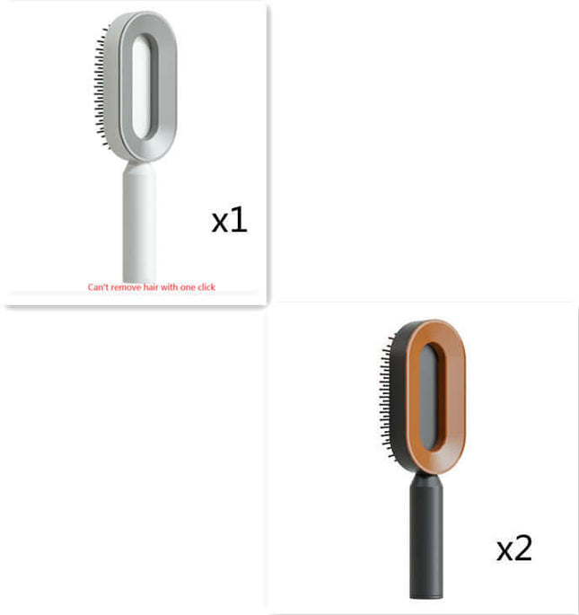Two hairbrushes with different designs on a white background