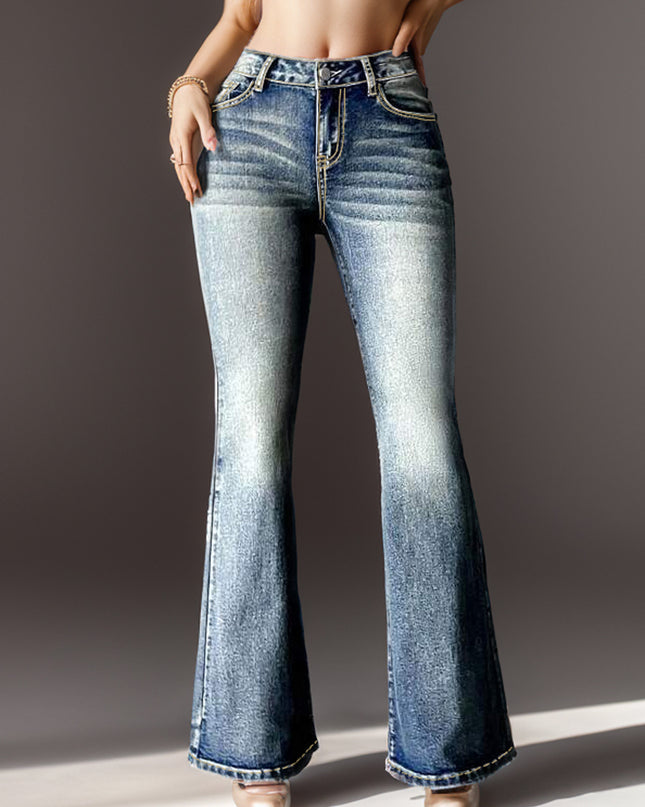 Women's Vintage Embroidered Jeans - High Elastic Design