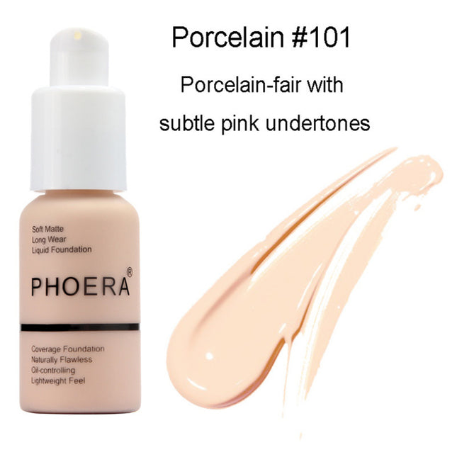 Explosive Press Type Oil Control Matte Concealer Foundation Cream in Porcelain #101 with swatch