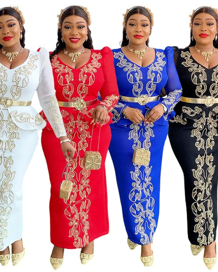 Women's Luxury Rhinestone Beaded V-neck Formal Dress