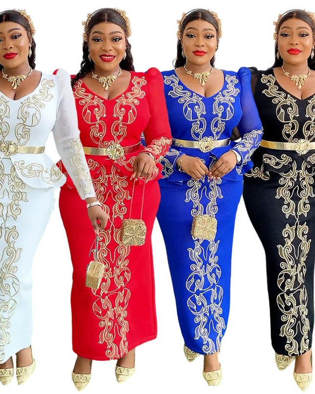 Women's Luxury Rhinestone Beaded V-neck Formal Dress