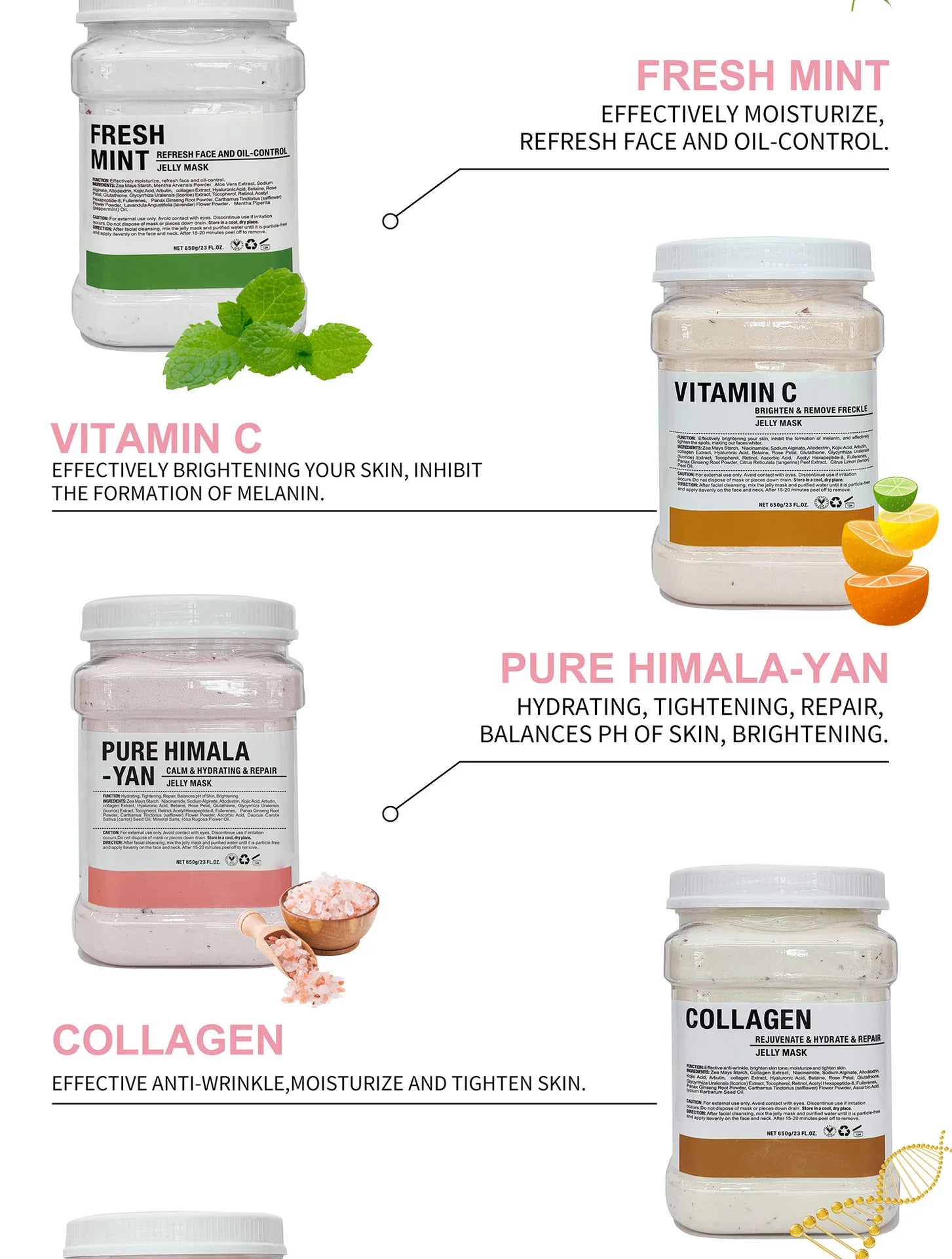 6PCS Jelly Mask Powder Wholesale 650G Professional Masks Beauty Salon Use Facial Skin Care Products - EMMA STORE SHOP