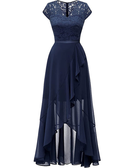 New Elegant Lace Party Dress, Ladies' Long Formal Evening Dress, Floral Embroidery Bridesmaid Dress