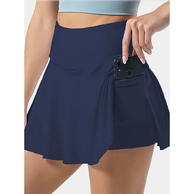 Women's Athletic Tennis Skirts with Pockets - High Waisted
