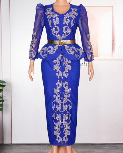 Women's Luxury Rhinestone Beaded V-neck Formal Dress