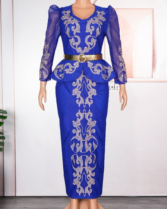 Women's Luxury Rhinestone Beaded V-neck Formal Dress