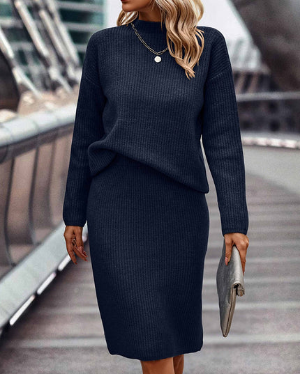 Women's Two Piece Pullover Sweater and Skirt Outfit