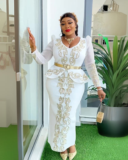 Women's Luxury Rhinestone Beaded V-neck Formal Dress