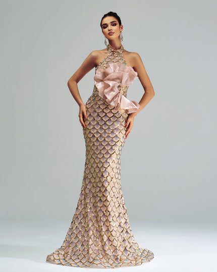 Halter Sequined Mermaid Evening Dress