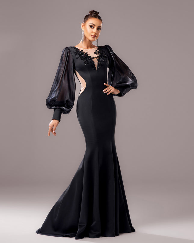 Long Sleeve Round Neck Banquet Applique Sheath Fishtail Dress