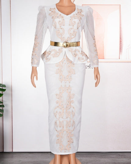 Women's Luxury Rhinestone Beaded V-neck Formal Dress