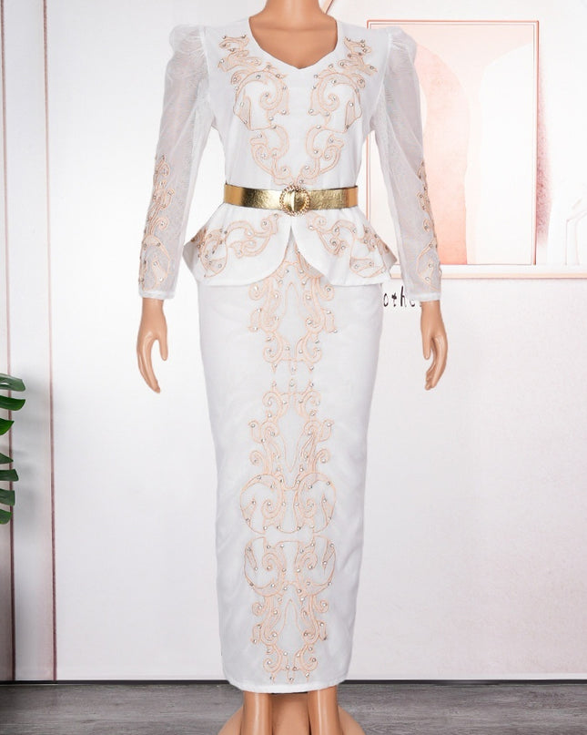 Women's Luxury Rhinestone Beaded V-neck Formal Dress