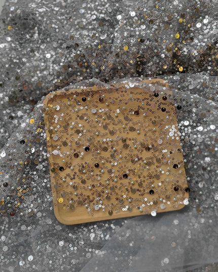 Sequined Pearl Embroidery Lace Asymmetric Single Sleeve Dress