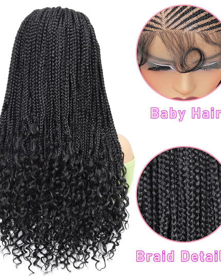 Black braided hair extension with close-up details on a white background